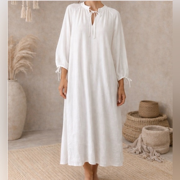 J. Crew Airy Gauze Tunic Long Sleeve Dress Midi Dress in White - Picture 9 of 9